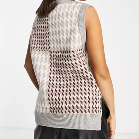 ASOS QED London Knitted Singlet in Multi Print Sweater Vest Oversized - Picture 15 of 16